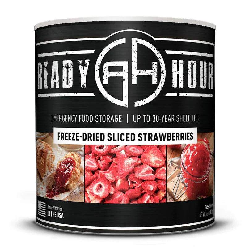 Ready Hour Freeze-Dried Sliced Strawberries (46 servings) Per Can. Box of 12 cans