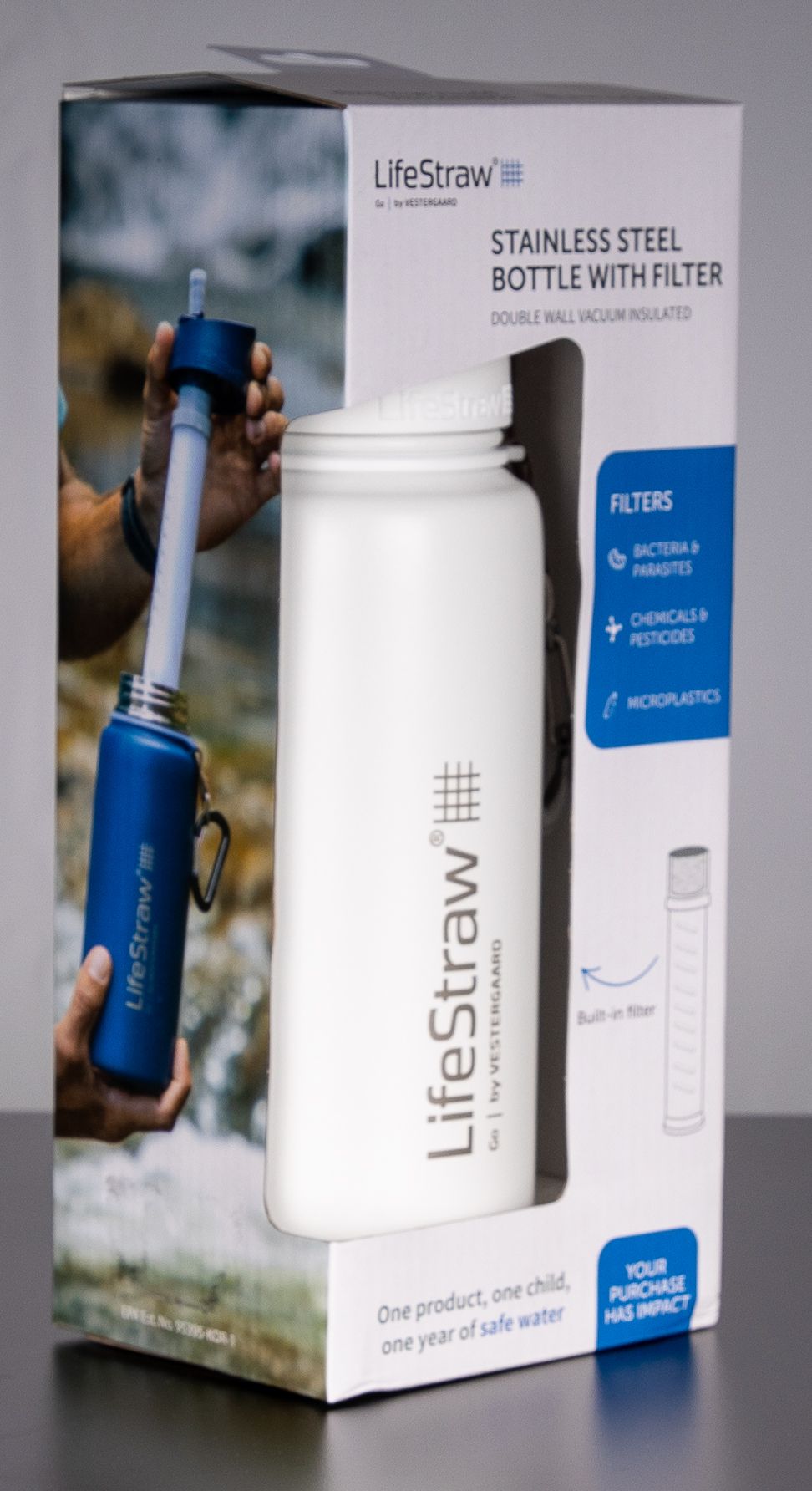 LifeStraw Go Stainless Steel Water Bottle with Filter-24oz-Black